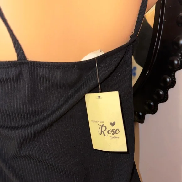 NWT FOREVER ROSE  BLACK DRESS BODYCON SIZE M(38) - Picture 5 of 6